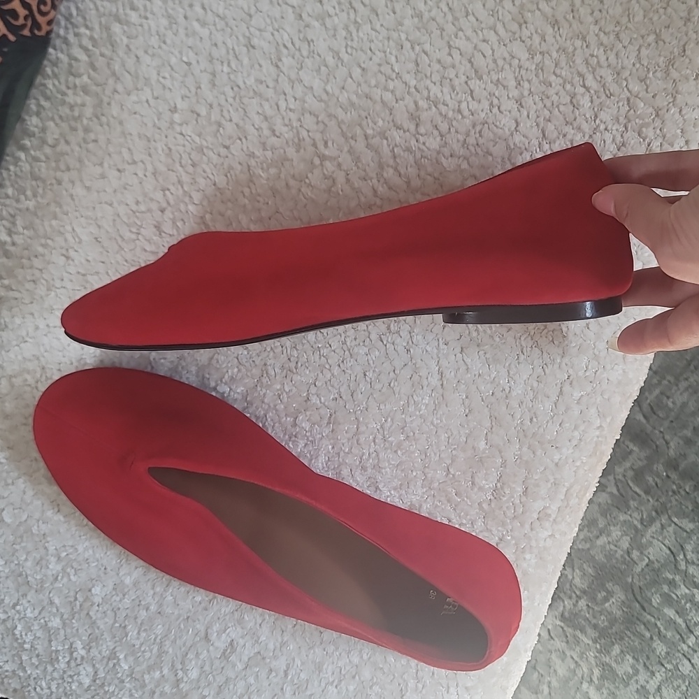 Zara Vibrant SUEDE Red Women's Flats
